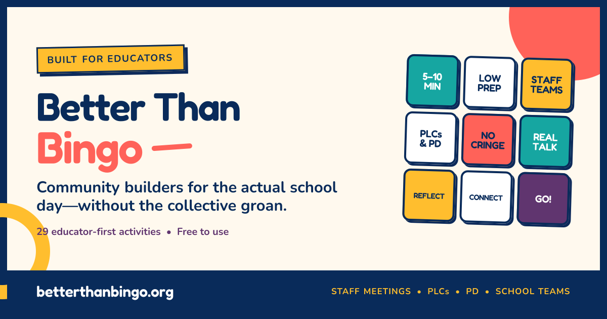 Better Than Bingo community-building activities for educators